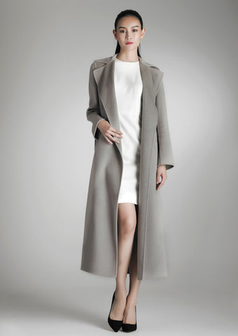 Long cashmere wrap coat